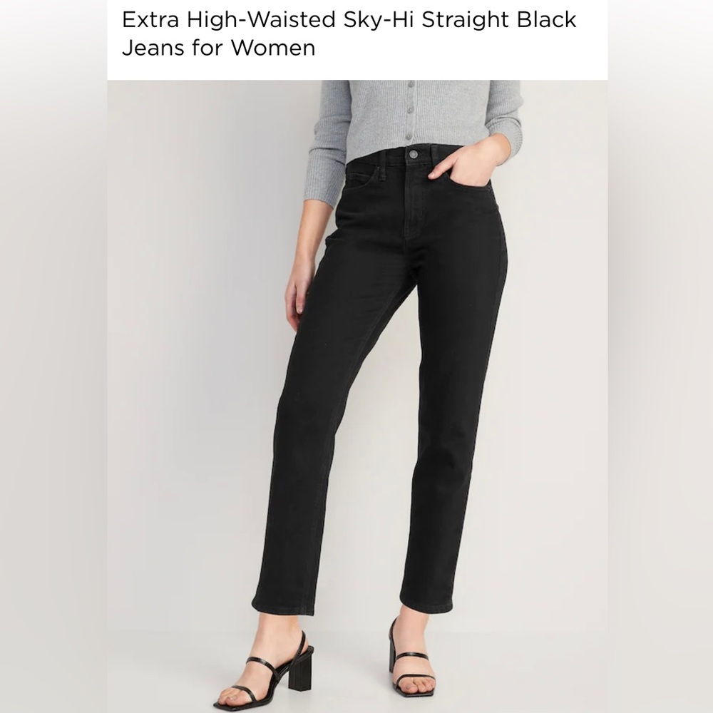 NWT Old Navy Sky High Straight Black Jeans